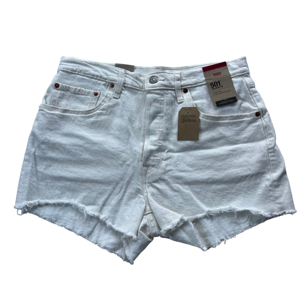 Levi’s 501 Women’s 31 Cream/White Button Fly High-rise Classic Denim Jean Shorts
